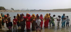 A grand inauguration of Shrimad Bhagwat Katha in Behra Bazaar, devotees gathered in Kalash Yatra